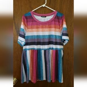 BloomChic Striped Knit Babydoll Top Sz 14-16